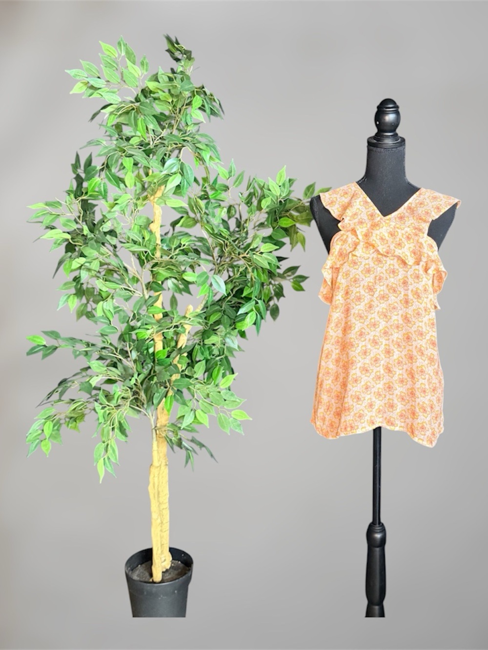 Collective Concepts Peach Orange and Yellow Floral Blouse